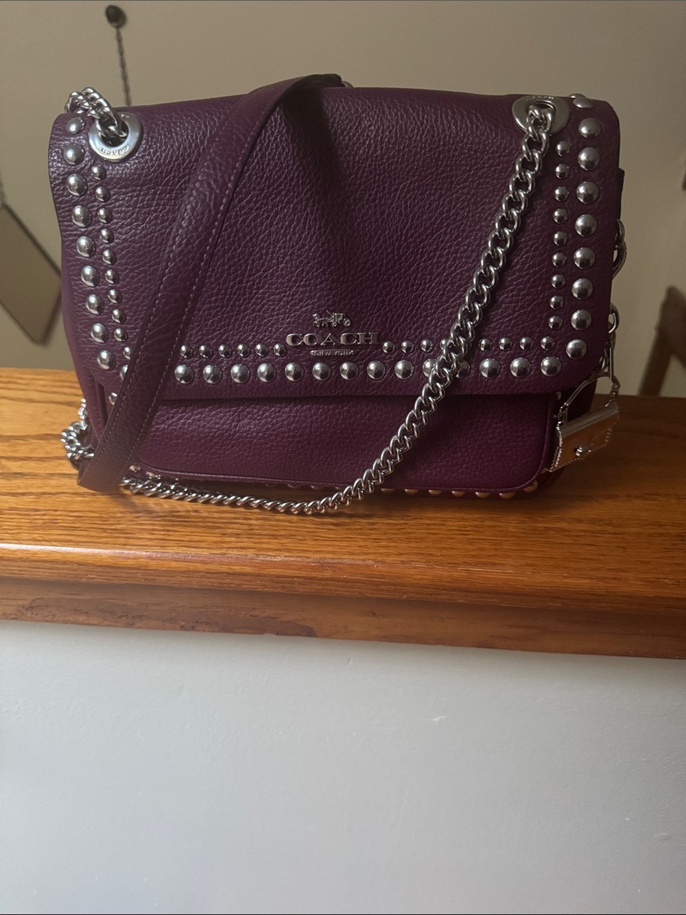Coach Purple Leather Studded Crossbody Bag